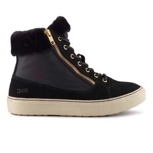 Cougar Dublin Black and Gold Weatherproof High-Top Sneakers, Size 7